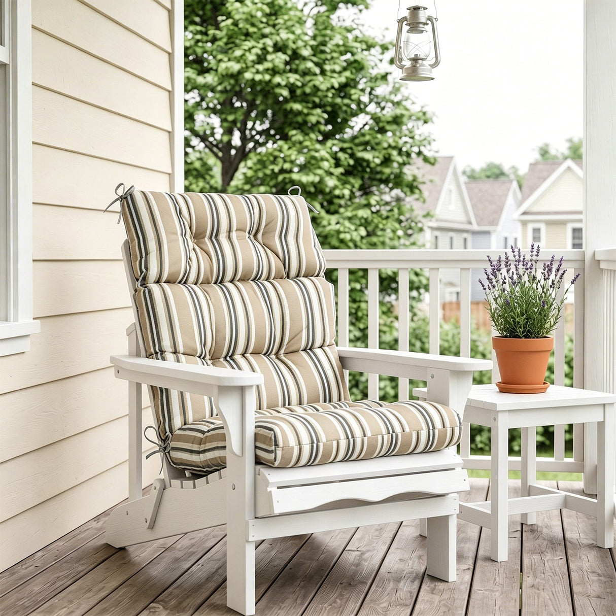 Tufted Outdoor/Indoor High Back Patio Chair Cushion, Set of 2, 46'' x 22'' - Eagle Peak