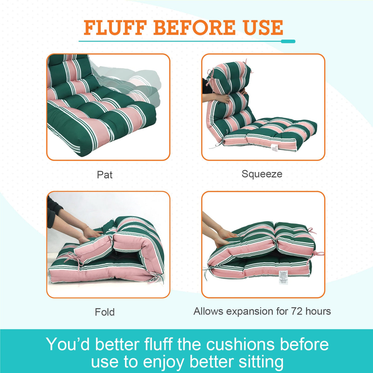 Tufted Outdoor/Indoor High Back Patio Chair Cushion, Set of 2, 46'' x 22'' - Eagle Peak Custom Canopy Tent