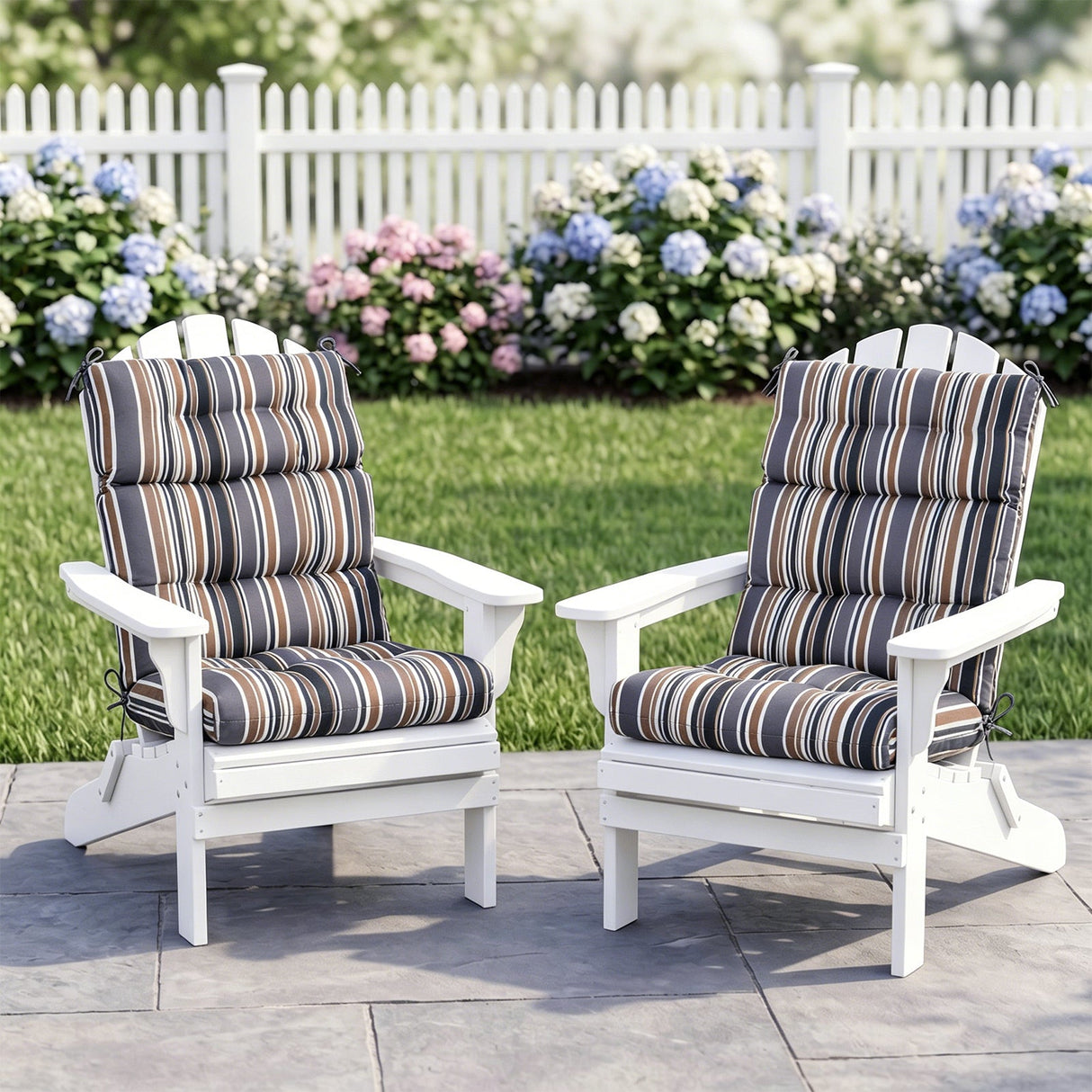 Tufted Outdoor/Indoor High Back Patio Chair Cushion, Set of 2, 46'' x 22'' - Eagle Peak