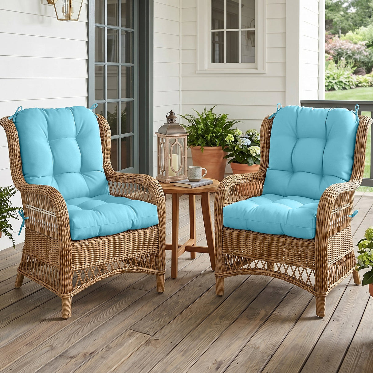 Tufted Outdoor/Indoor Seat/Back Chair Cushion, Set of 2, 42'' x 21'' - Eagle Peak