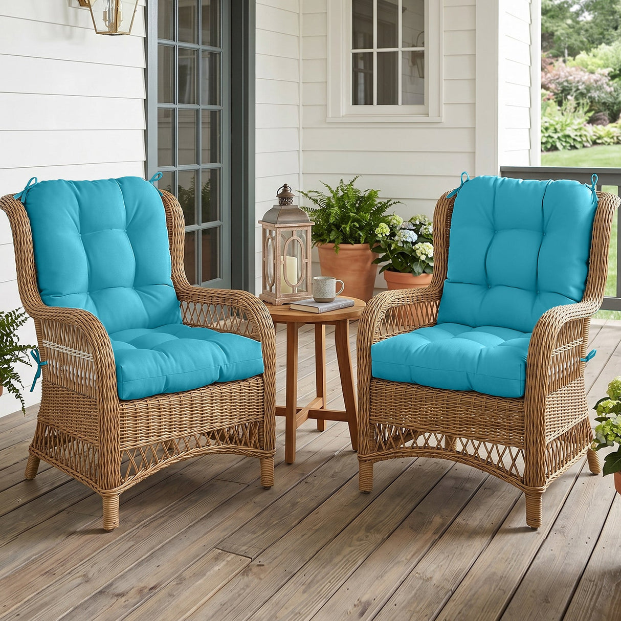Tufted Outdoor/Indoor Seat/Back Chair Cushion, Set of 2, 42'' x 21'' - Eagle Peak