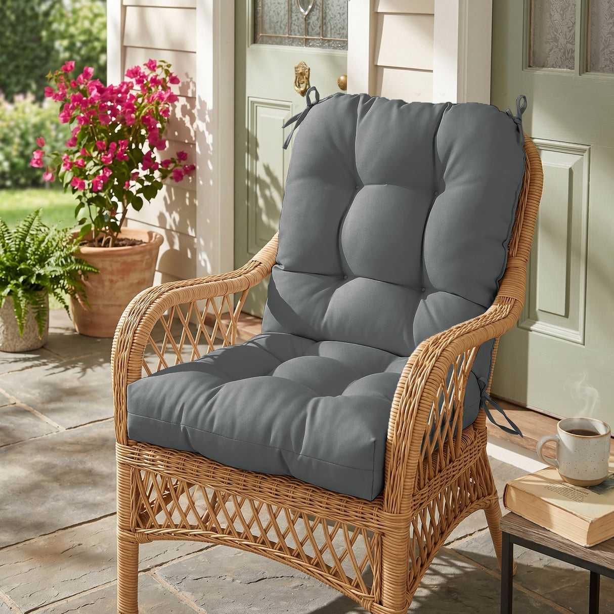 Tufted Outdoor/Indoor Seat/Back Chair Cushion, Set of 2, 42'' x 21'' - Eagle Peak