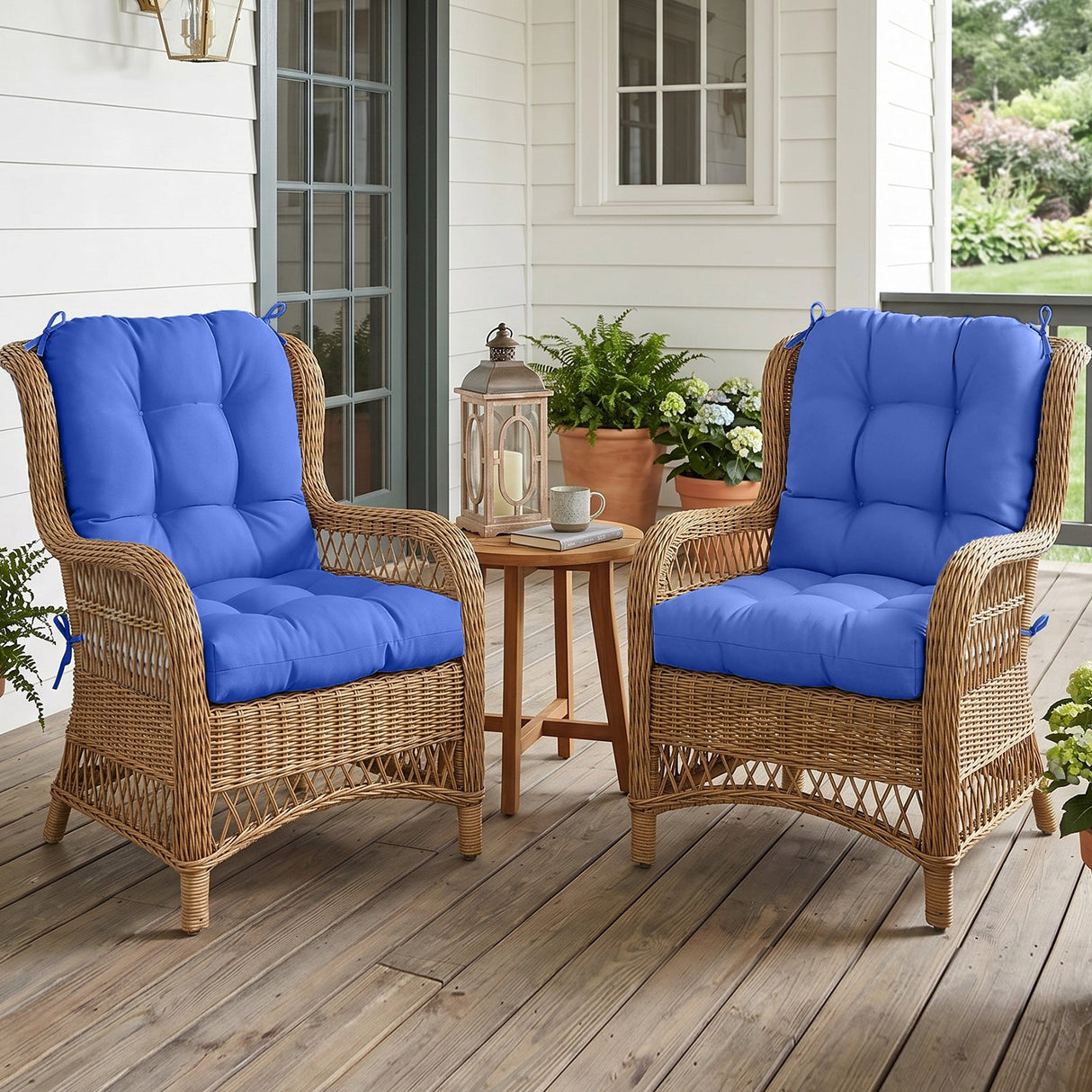 Tufted Outdoor/Indoor Seat/Back Chair Cushion, Set of 2, 42'' x 21'' - Eagle Peak