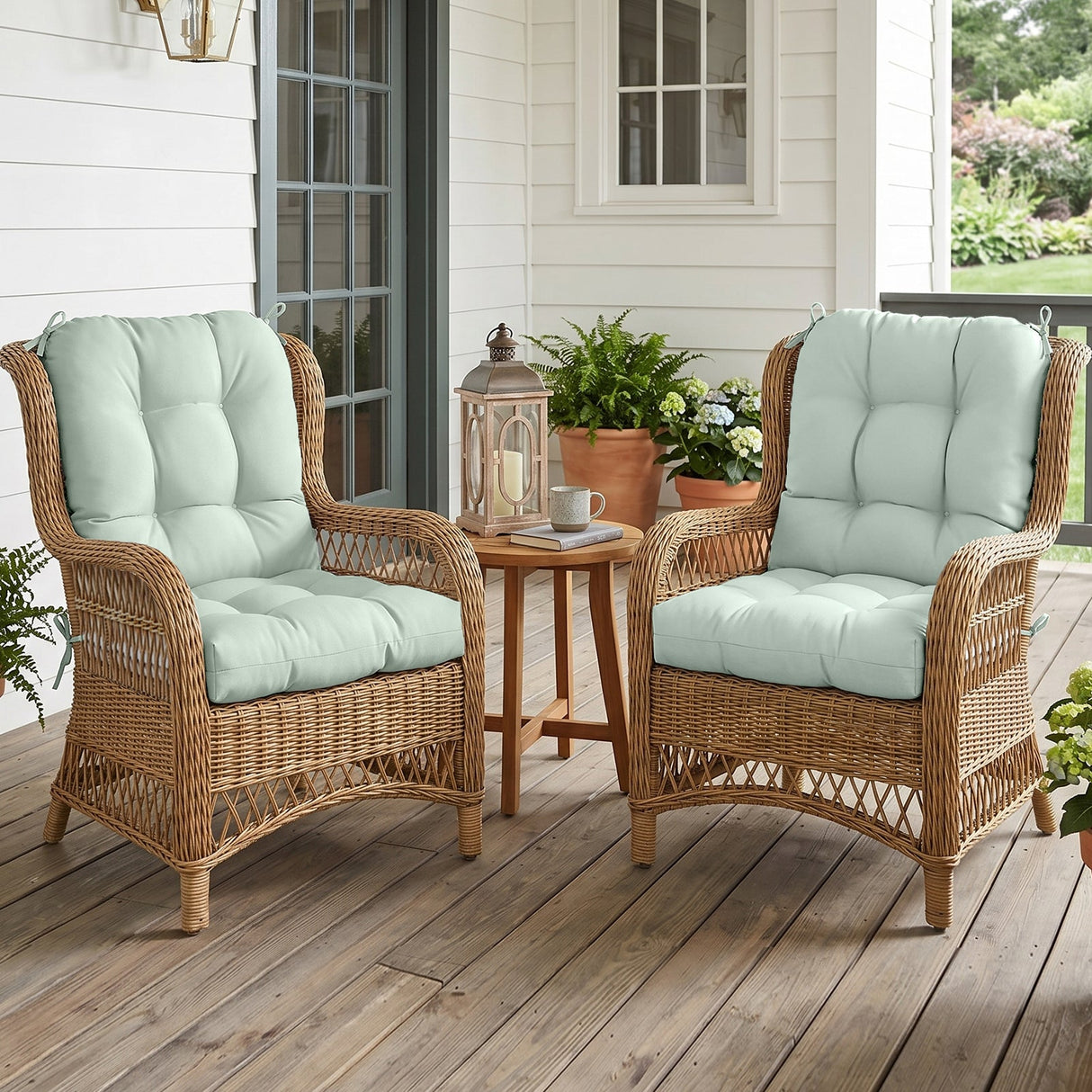 Tufted Outdoor/Indoor Seat/Back Chair Cushion, Set of 2, 42'' x 21'' - Eagle Peak