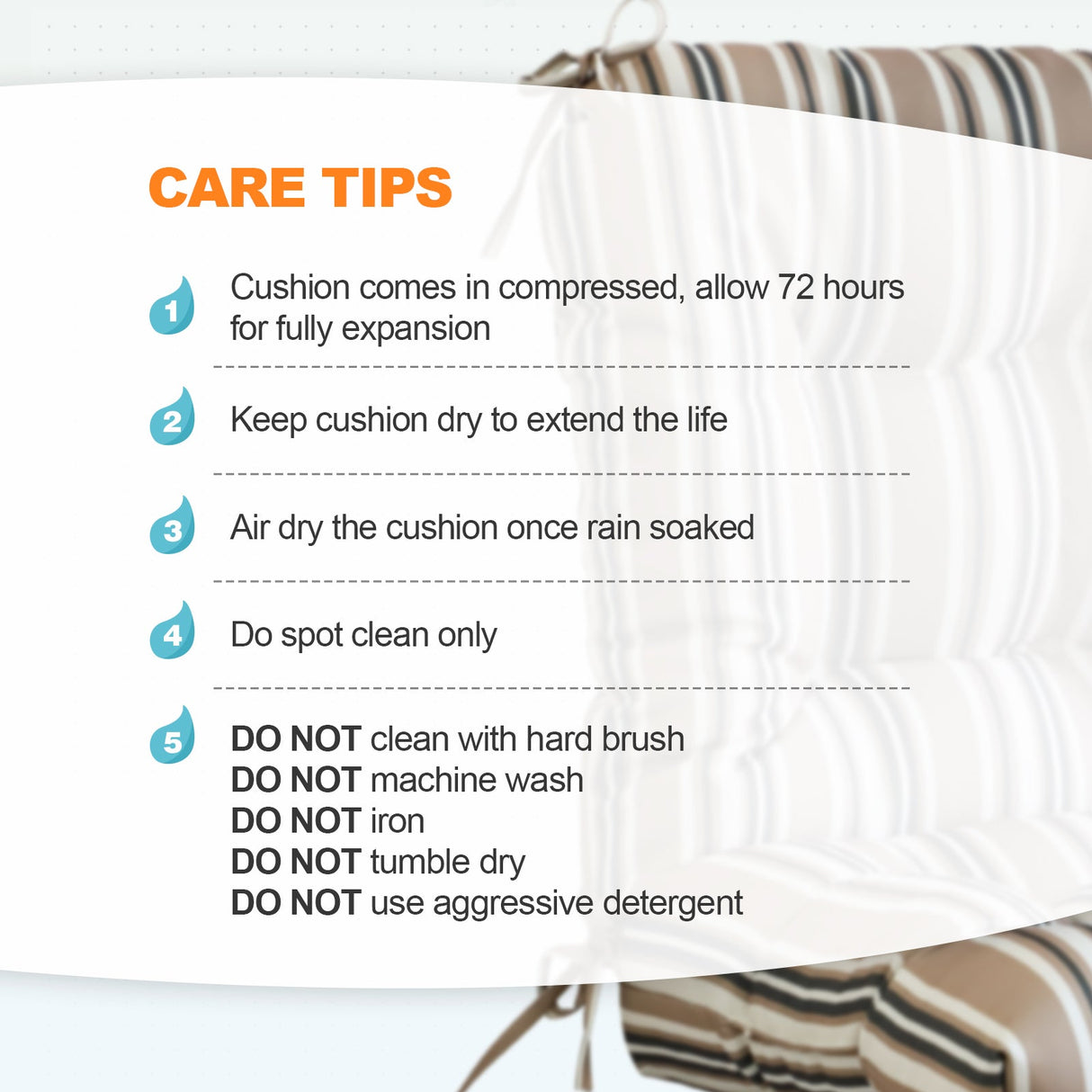 Tufted Outdoor/Indoor Seat/Back Chair Cushions, Set of 1, 42'' x 21'' - Eagle Peak Custom Canopy Tent