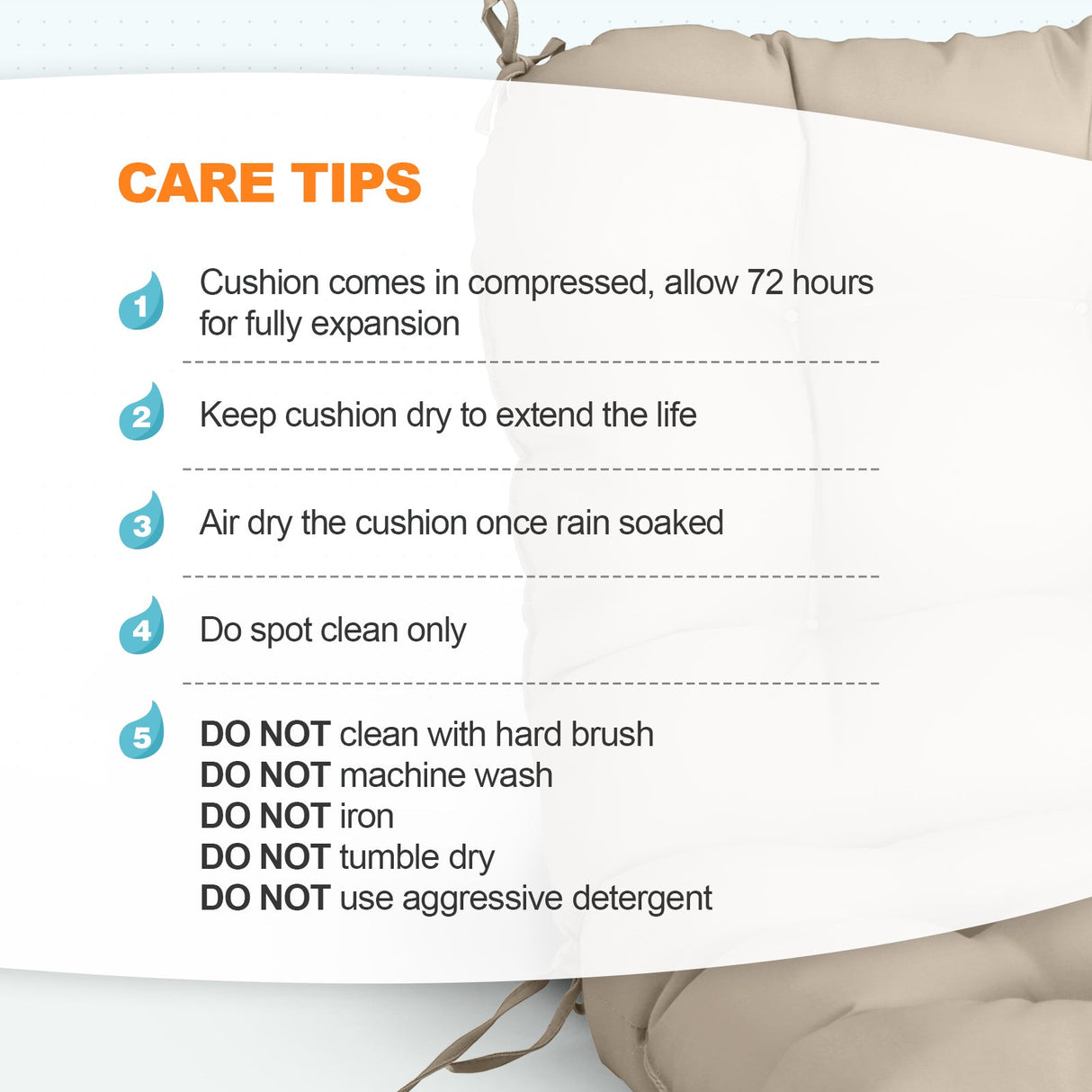 Tufted Outdoor/Indoor Seat/Back Chair Cushions, Set of 1, 42'' x 21'' - Eagle Peak Custom Canopy Tent