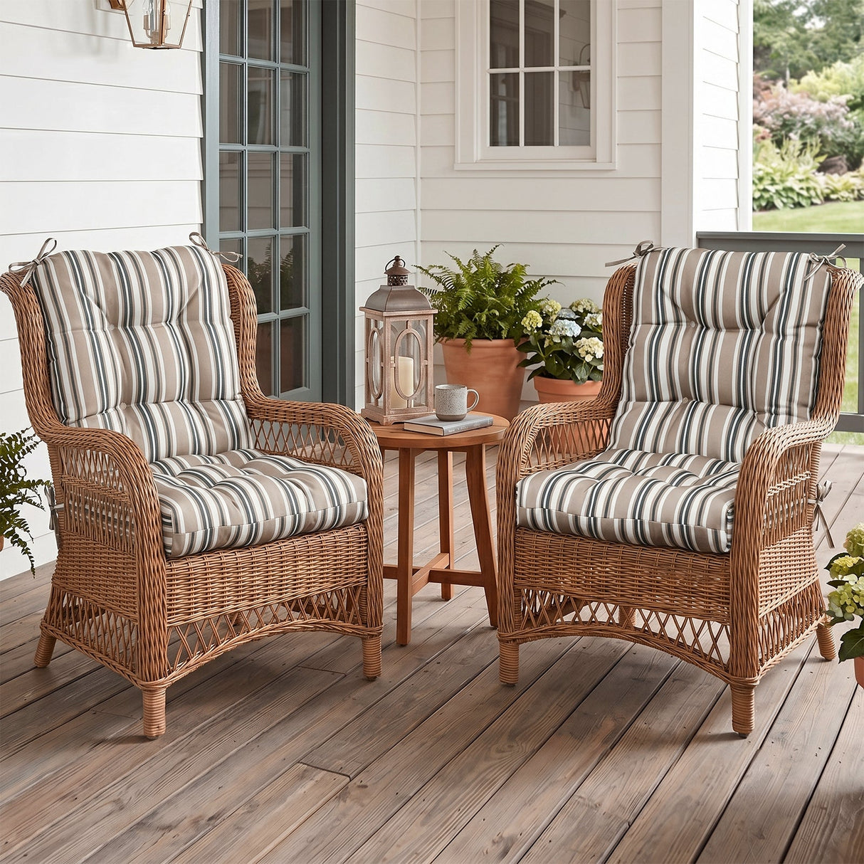 Tufted Outdoor/Indoor Seat/Back Chair Cushions, Set of 2, 42'' x 21'' - Eagle Peak