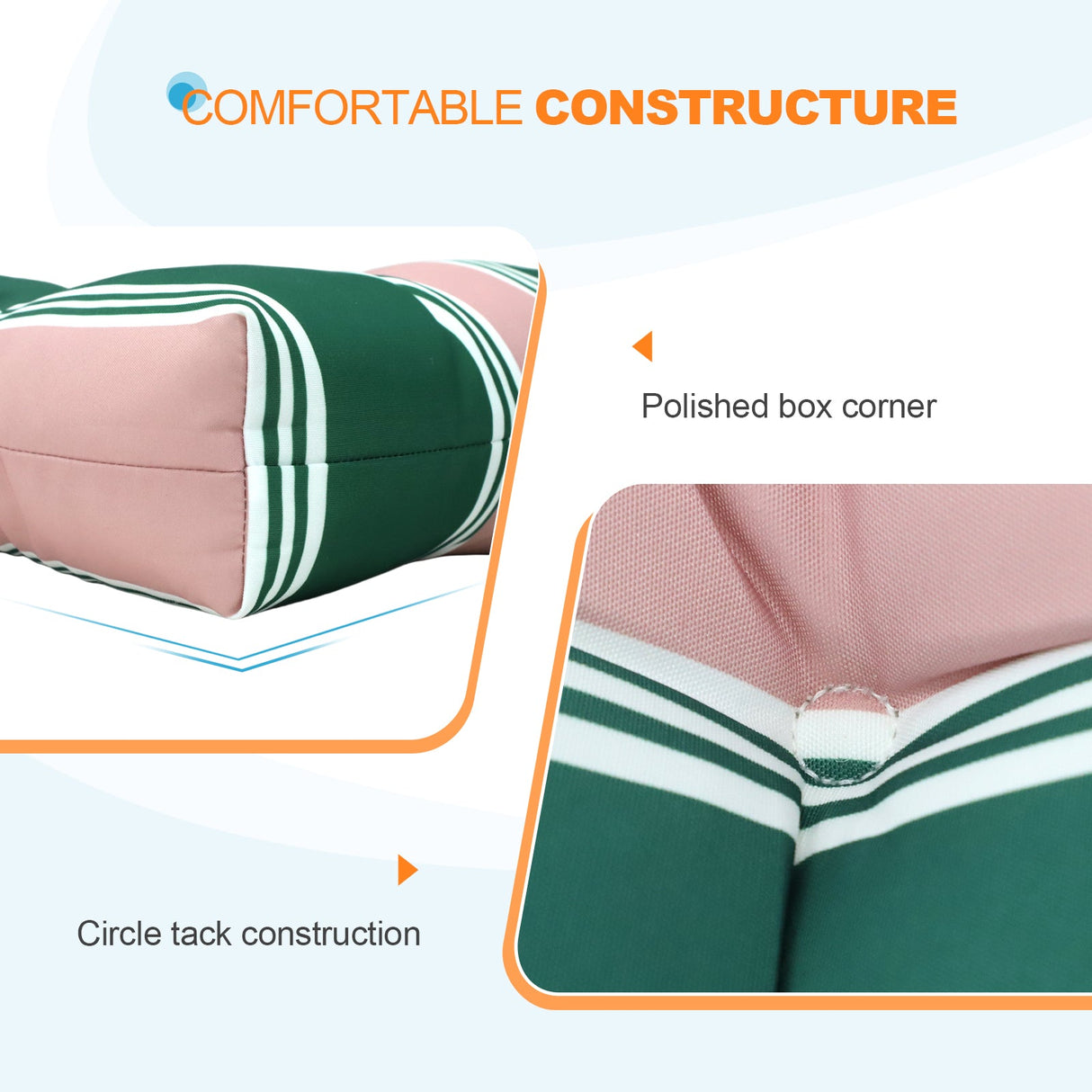 Tufted Outdoor/Indoor Seat/Back Chair Cushions, Set of 2, 42'' x 21'' - Eagle Peak Custom Canopy Tent