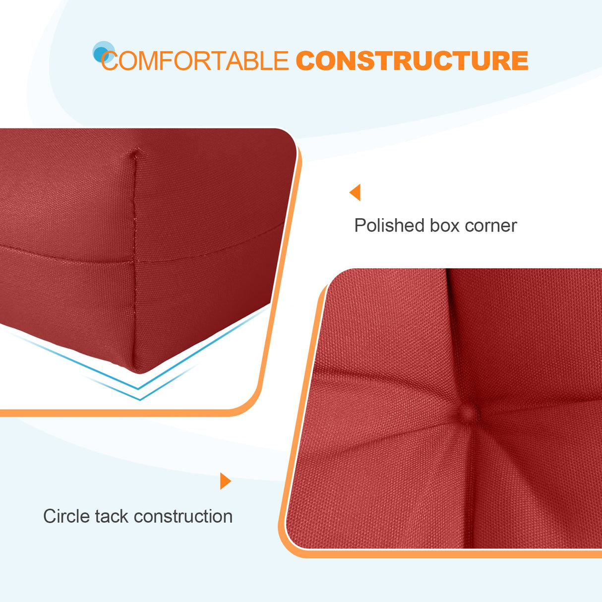 Tufted Outdoor/Indoor Seat/Back Chair Cushions, Set of 4, 42'' x 21'' - Eagle Peak Custom Canopy Tent