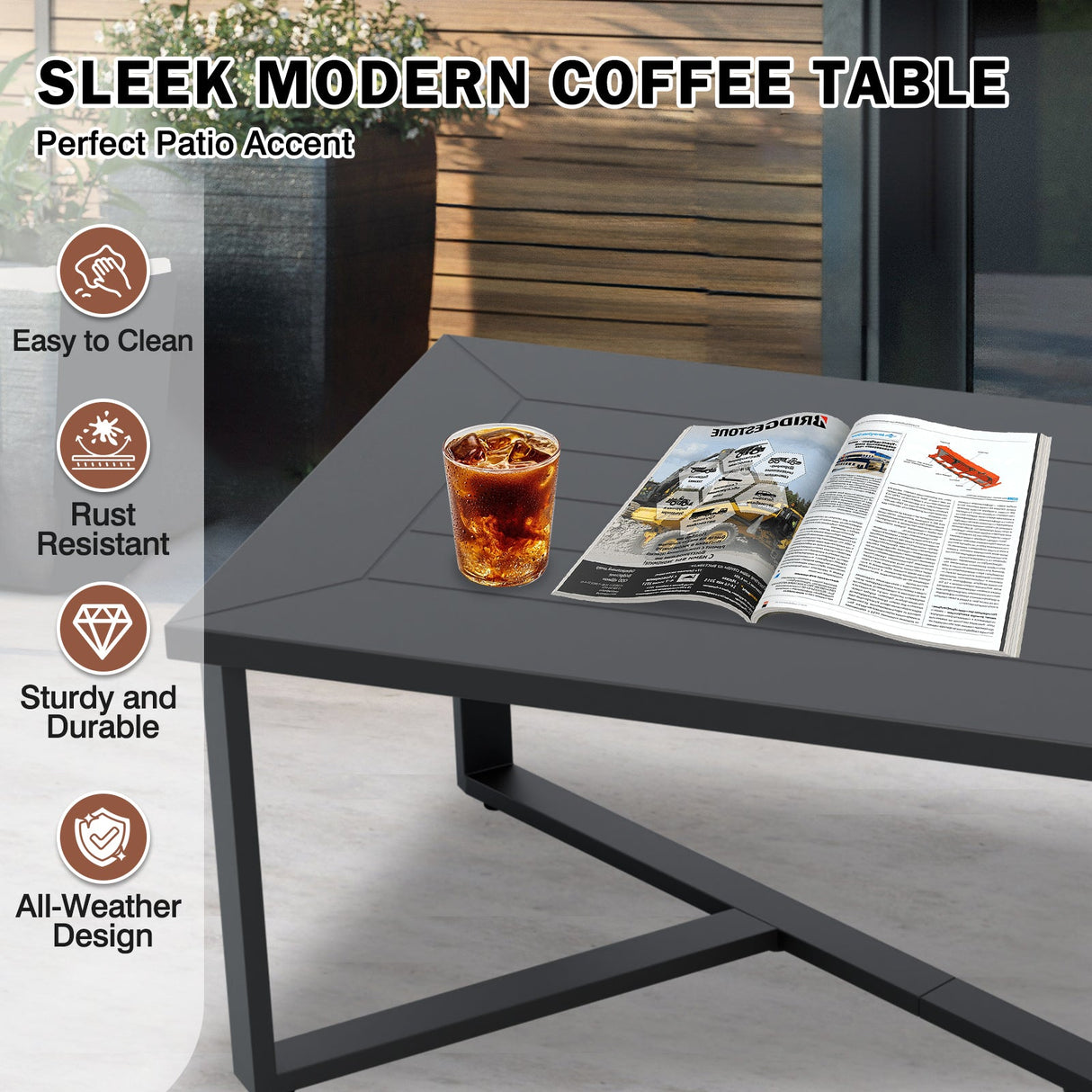 Urban Slate Modern Outdoor Coffee Table/Side Table, Black - Eagle Peak Custom Canopy Tent