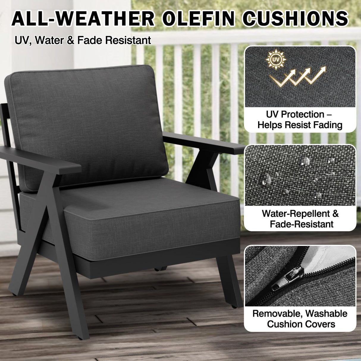Urban Slate Modern Patio Accent Chair Set of 2/4 - Eagle Peak Custom Canopy Tent