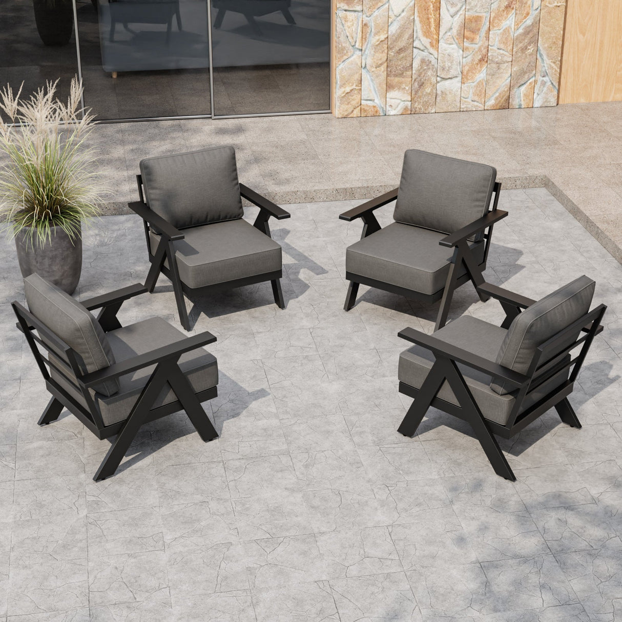 Urban Slate Modern Patio Accent Chair Set of 2/4 - Eagle Peak Custom Canopy Tent