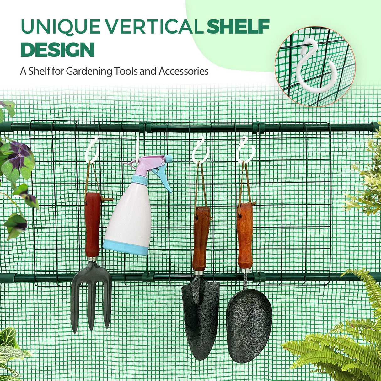 Walk In 3 - Tier Greenhouse with Wire Shelves, 56"x56"x76" - Eagle Peak