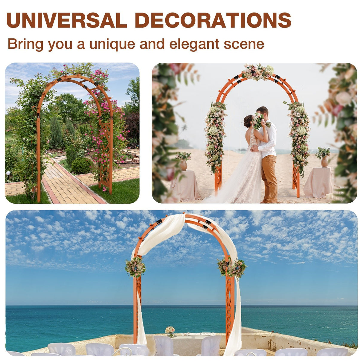 Wood Arbor Garden Trellis Archway, 92 in Wedding Arch - Eagle Peak Custom Canopy Tent