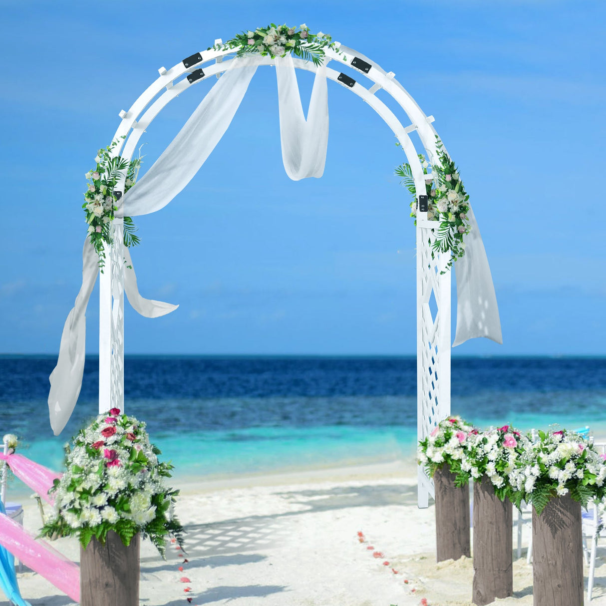 Wood Arbor Garden Trellis Archway, 92 in Wedding Arch - Eagle Peak Custom Canopy Tent