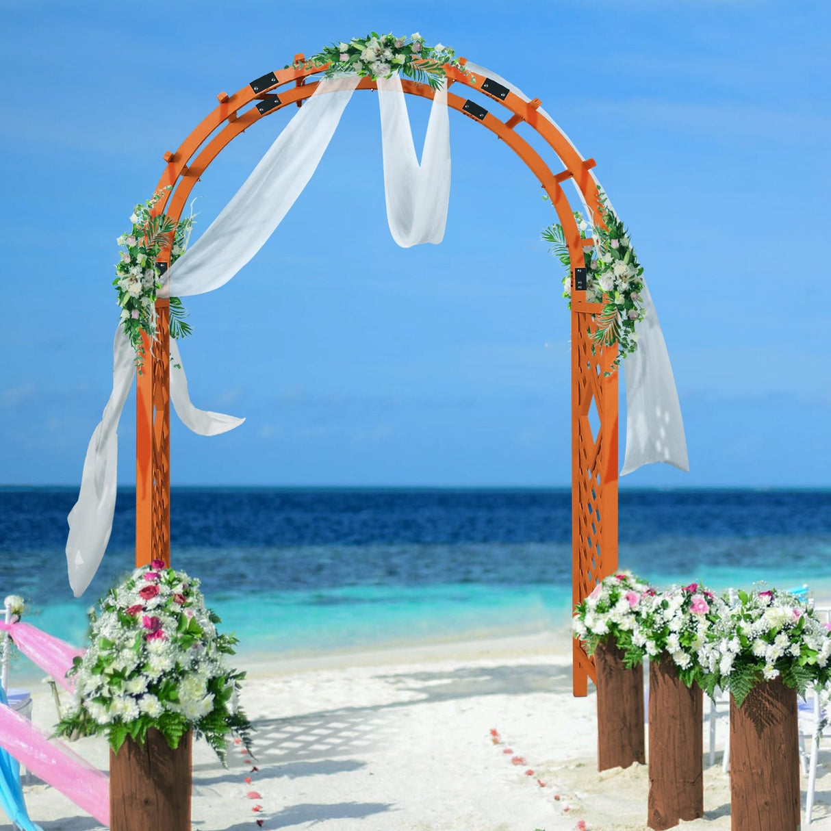 Wood Arbor Garden Trellis Archway, 92 in Wedding Arch - Eagle Peak Custom Canopy Tent