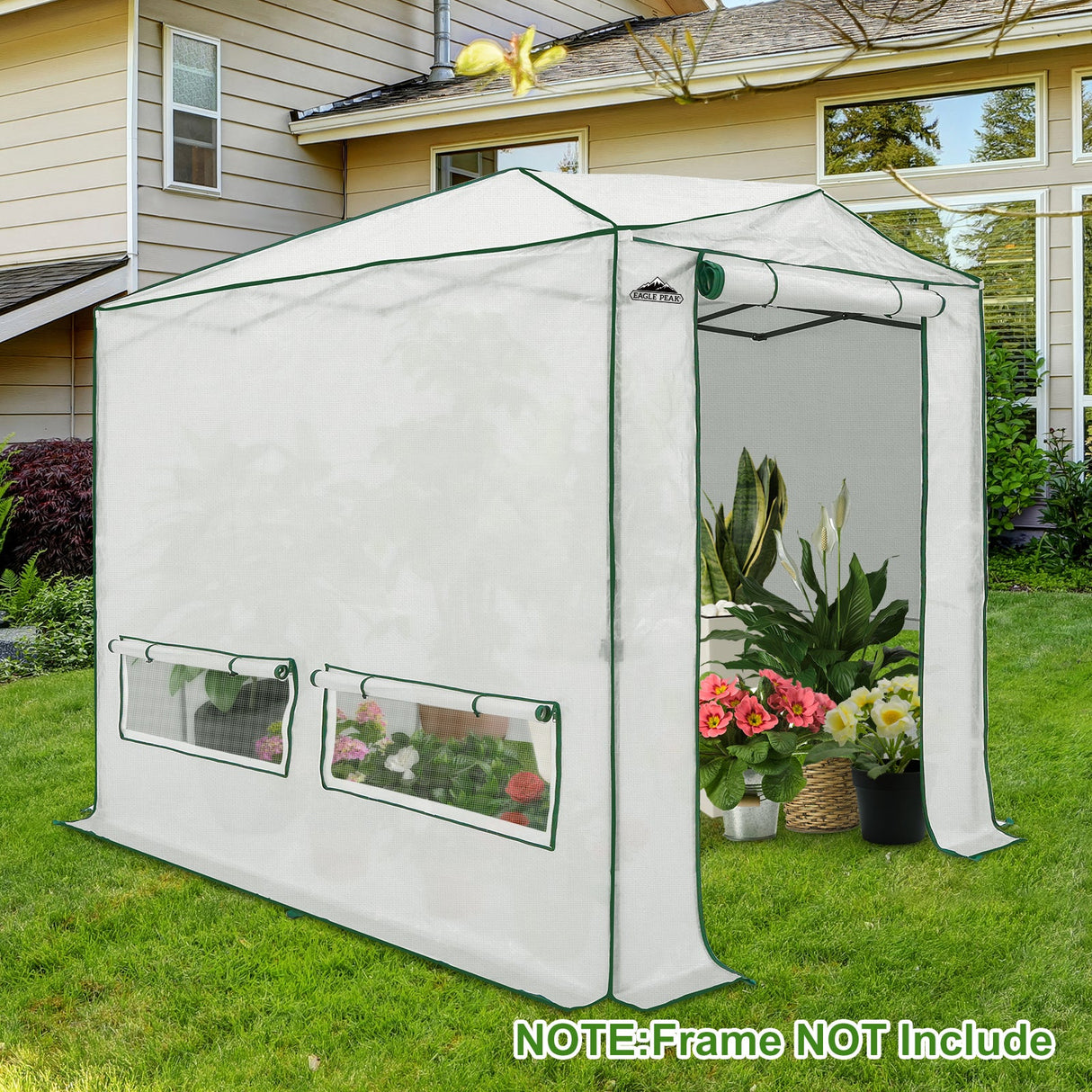 Woven Replacement Cover for 8x6/12x8 Portable Walk - in Pop up Greenhouse(Frame Not Included), White - Eagle Peak Custom Canopy Tent