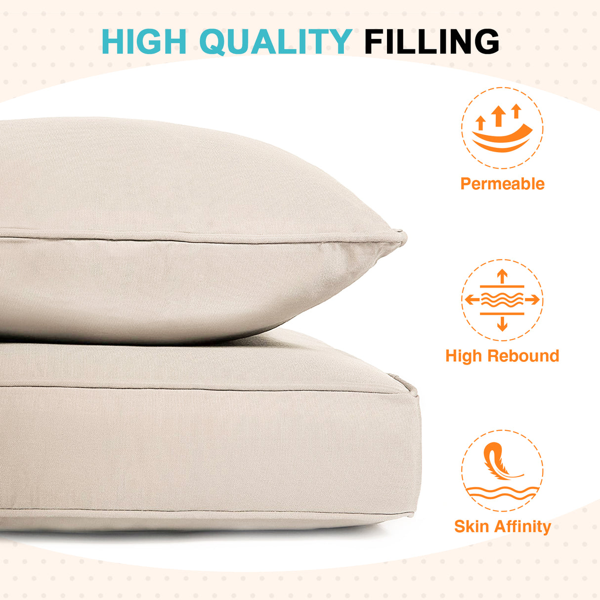 Outdoor Deep Seat Patio Seat Cushion Set, 25x25x5 inch, 2-Piece Back Chair Cushion