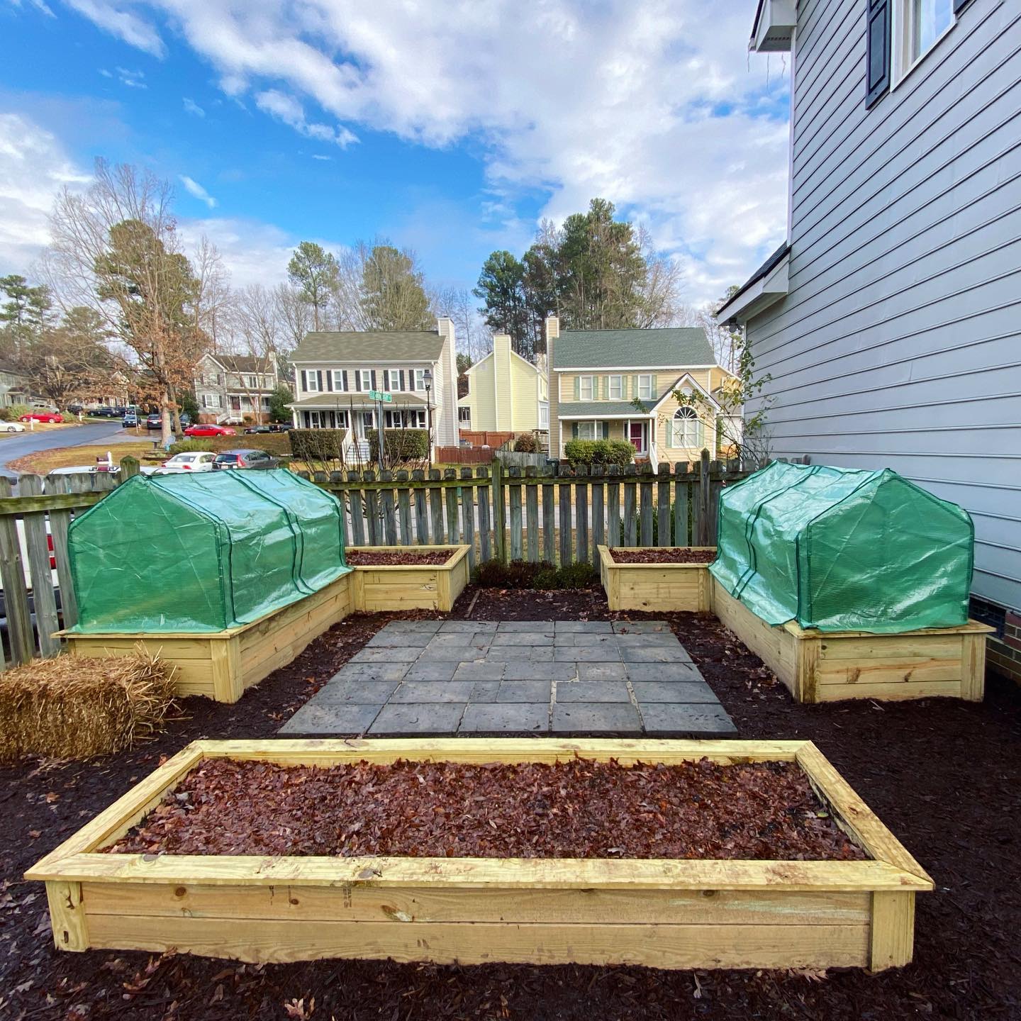 @Carolina_Garden_Coaching (IG) Custom Backyard Raised Garden Beds using Eagle Peak Mini Greenhouse as Winter Covers - Eagle Peak Custom Canopy Tent