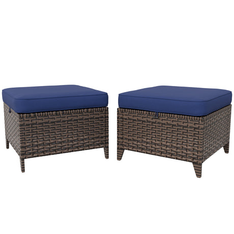 Ocean Vista 2 Piece Wicker Patio Ottoman Set_FTX-A - Eagle Peak Custom Canopy Tent