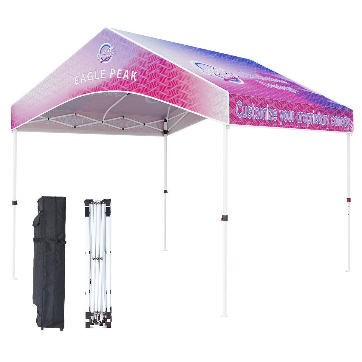 10x10 Custom Commercial Canopy with Gable Roof, Pop Up Custom Canopy Tent with Logo