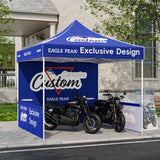 10x10 Alpine Custom Commercial Canopy High Peak Frame, Pop Up Custom Canopy Tent with Logo, 1 Wall & 2 Half Walls - Eagle Peak Custom Canopy Tent