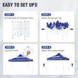 10x10 Alpine Custom Commercial Canopy High Peak Frame, Pop Up Custom Canopy Tent with Logo, 1 Wall & 2 Half Walls - Eagle Peak Custom Canopy Tent