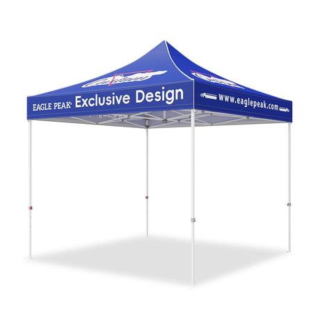 10x10 Alpine Custom Commercial Canopy High Peak Frame, Pop Up Custom Canopy Tent with Logo, Vendor Branded Logo - Eagle Peak Custom Canopy Tent