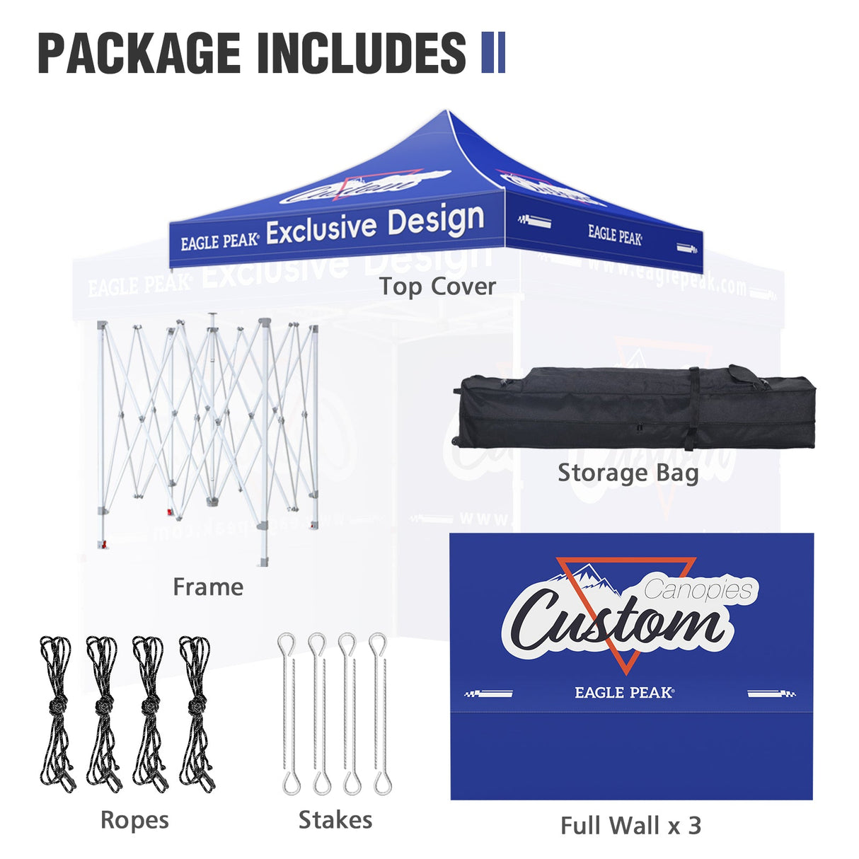 10x10 Alpine Custom Commercial Canopy High Peak Frame,CLICK TO CONFIGURE - Package Prices Start at $629.99 - Eagle Peak Custom Canopy Tent