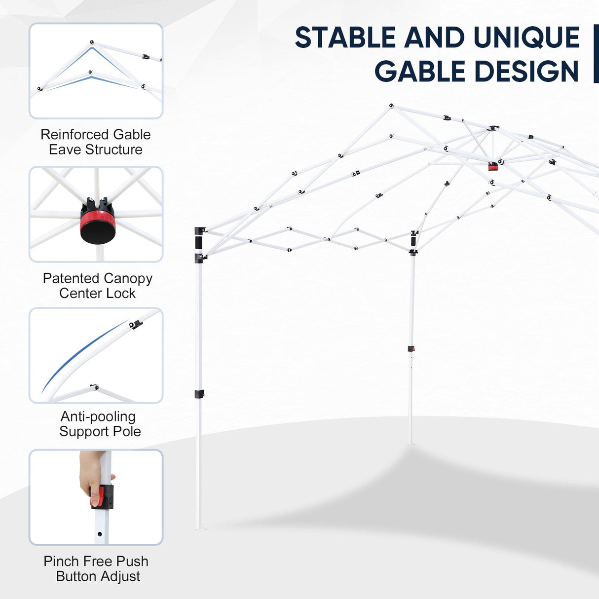 10x10 Commercial Canopy with Gable Roof, White - Eagle Peak Custom Canopy Tent