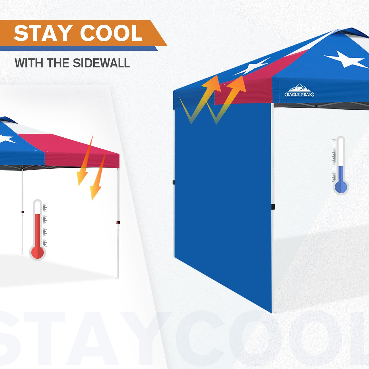10x10 Commercial Pop up Canopy with 1 Sidewall - Eagle Peak Custom Canopy Tent