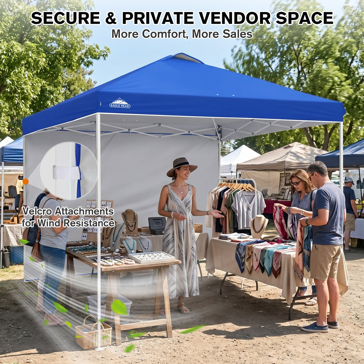 10x10 Commercial Pop up Canopy with 1 Sidewall - Eagle Peak®