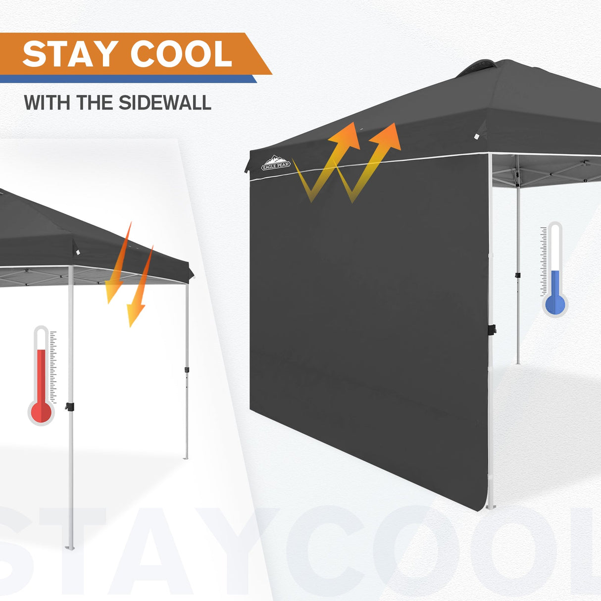 10x10 Commercial Pop up Canopy with 1 Sidewall - Eagle Peak Custom Canopy Tent