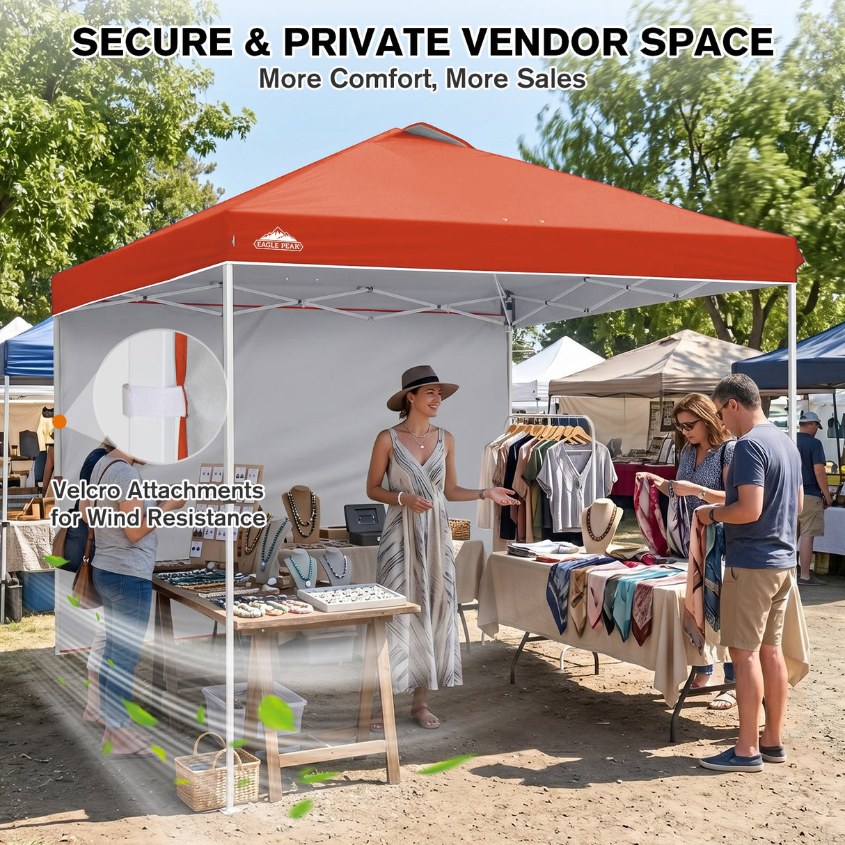 10x10 Commercial Pop up Canopy with 1 Sidewall - Eagle Peak®