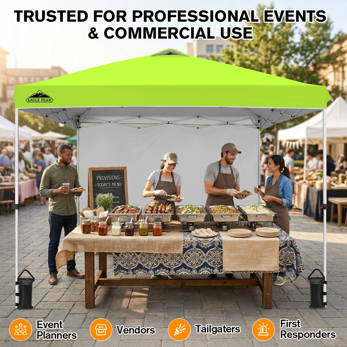 10x10 Commercial Pop up Canopy with 1 Sidewall - Eagle Peak®