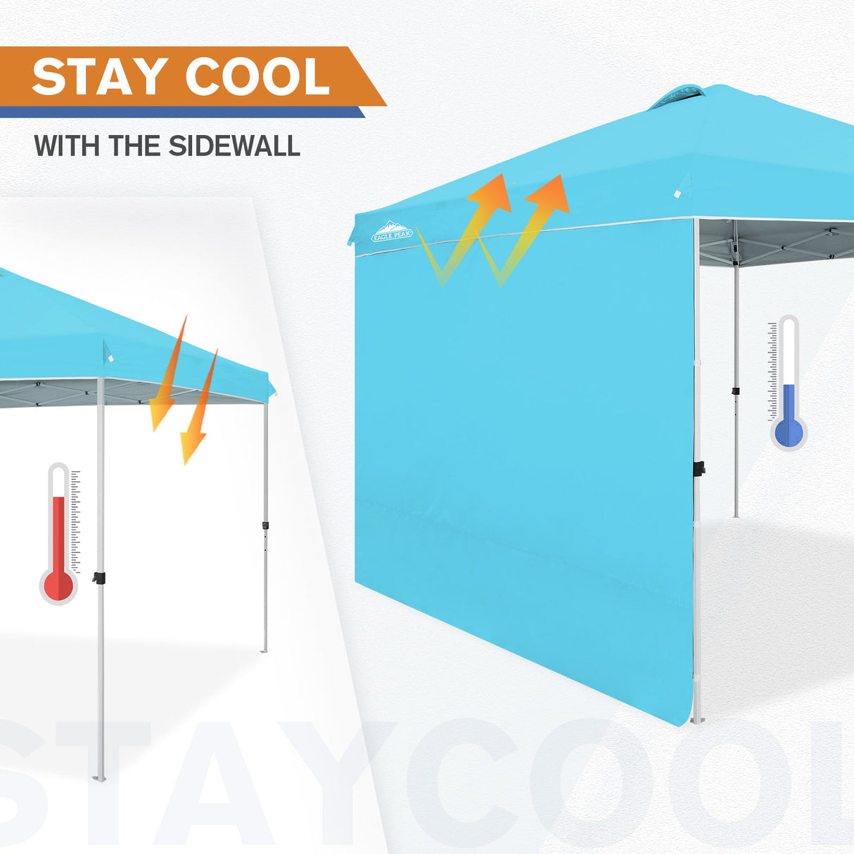 10x10 Commercial Pop up Canopy with 1 Sidewall - Eagle Peak Custom Canopy Tent