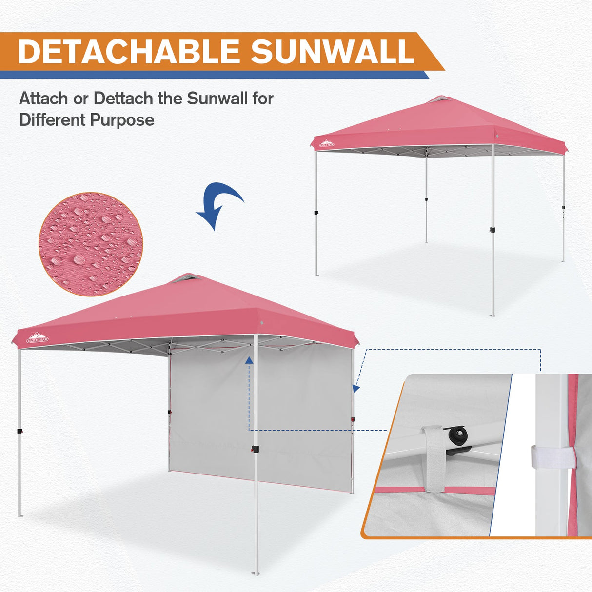 10x10 Commercial Pop up Canopy with 1 Sidewall - Eagle Peak Custom Canopy Tent