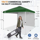 10x10 Commercial Pop up Canopy with 1 Sidewall - Eagle Peak®