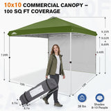 10x10 Commercial Pop up Canopy with 1 Sidewall - Eagle Peak®