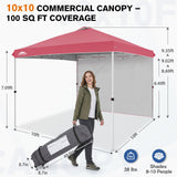 10x10 Commercial Pop up Canopy with 1 Sidewall - Eagle Peak®