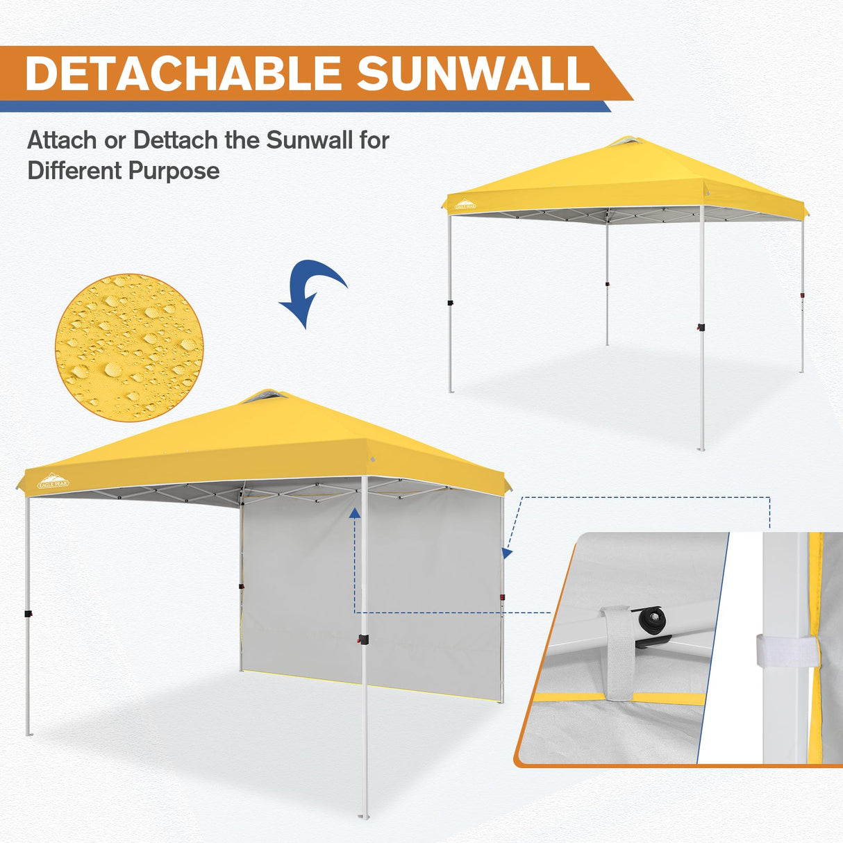 10x10 Commercial Pop up Canopy with 1 Sidewall - Eagle Peak Custom Canopy Tent