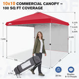 10x10 Commercial Pop up Canopy with 1 Sidewall - Eagle Peak®