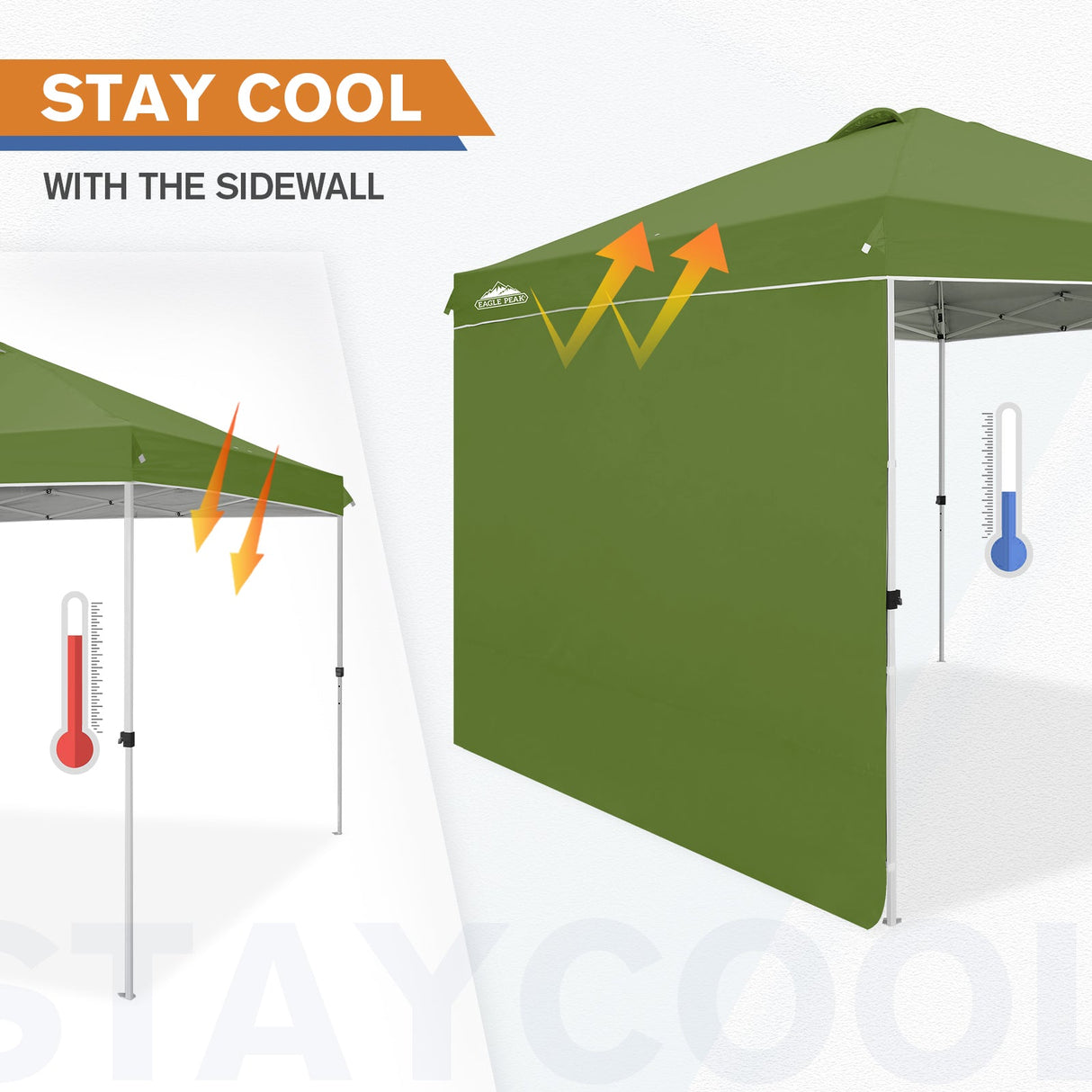 10x10 Commercial Pop up Canopy with 1 Sidewall - Eagle Peak Custom Canopy Tent