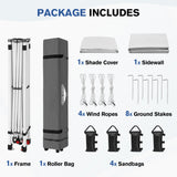 10x10 Commercial Pop up Canopy with 1 Sidewall - Eagle Peak®