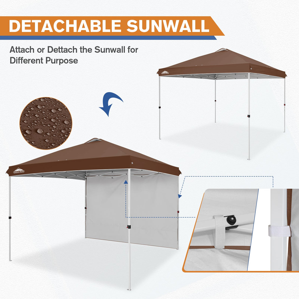 10x10 Commercial Pop up Canopy with 1 Sidewall - Eagle Peak Custom Canopy Tent