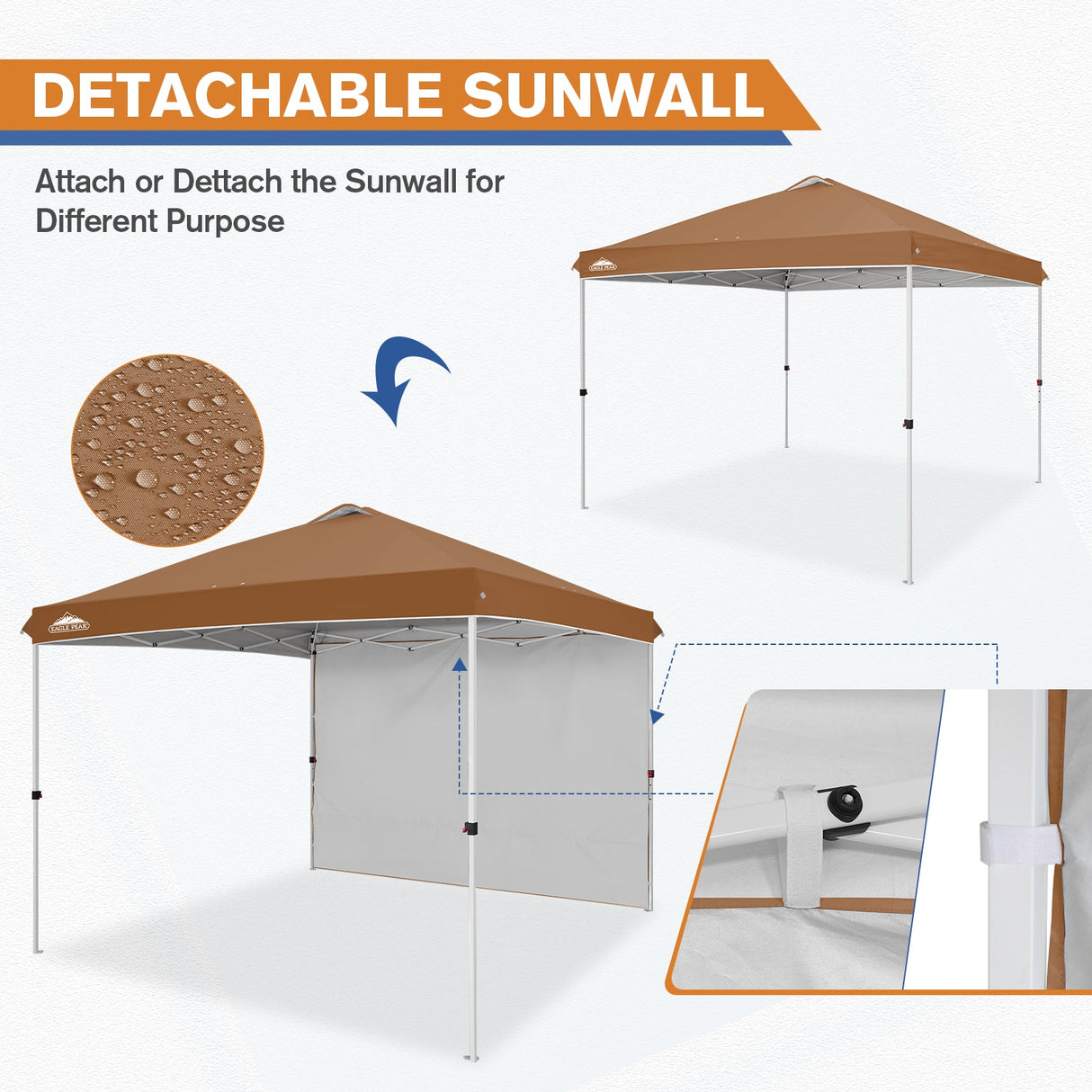 10x10 Commercial Pop up Canopy with 1 Sidewall - Eagle Peak Custom Canopy Tent