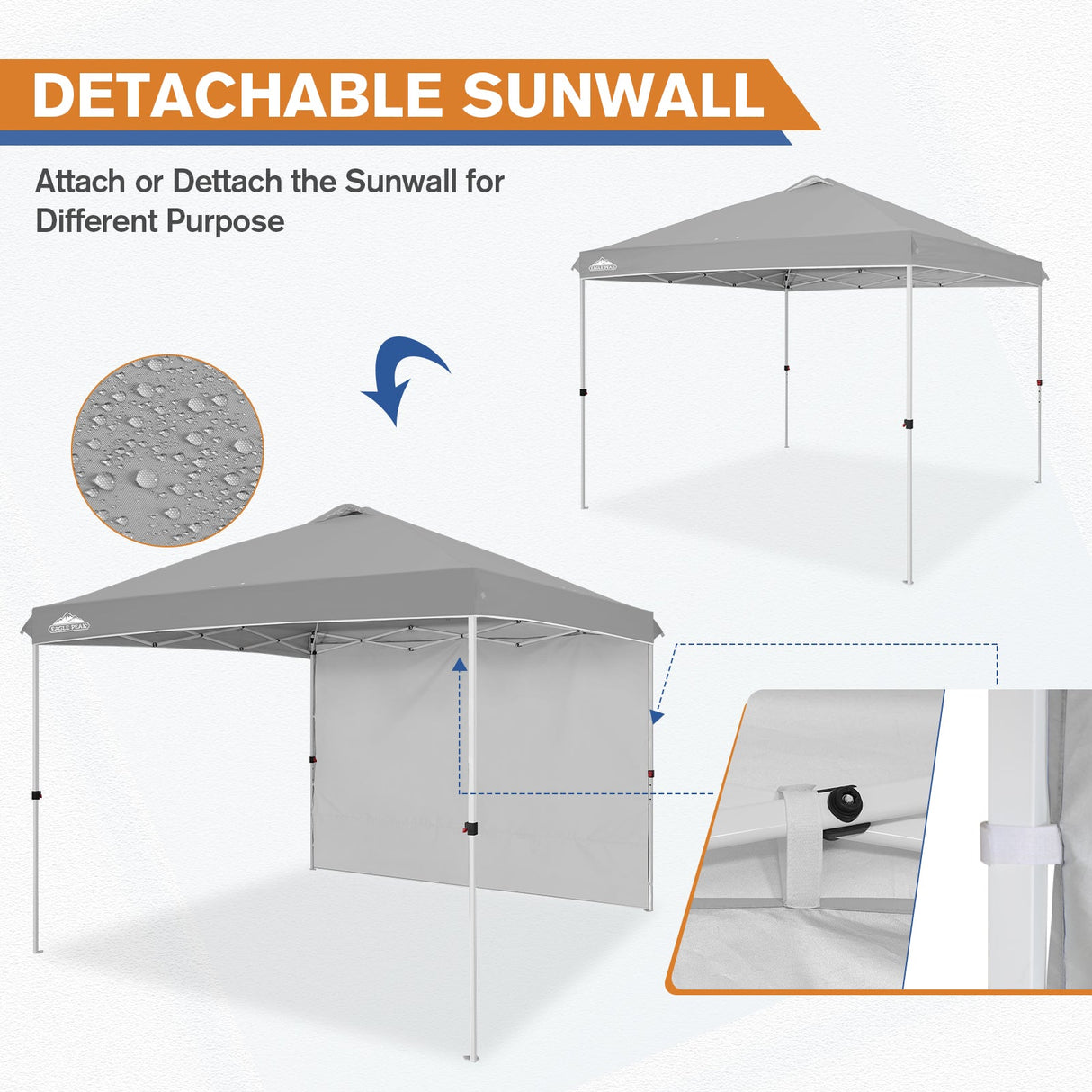 10x10 Commercial Pop up Canopy with 1 Sidewall - Eagle Peak Custom Canopy Tent