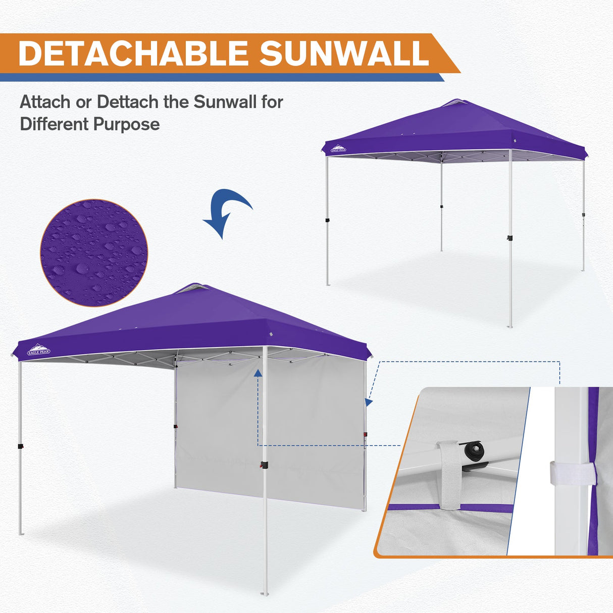 10x10 Commercial Pop up Canopy with 1 Sidewall - Eagle Peak Custom Canopy Tent