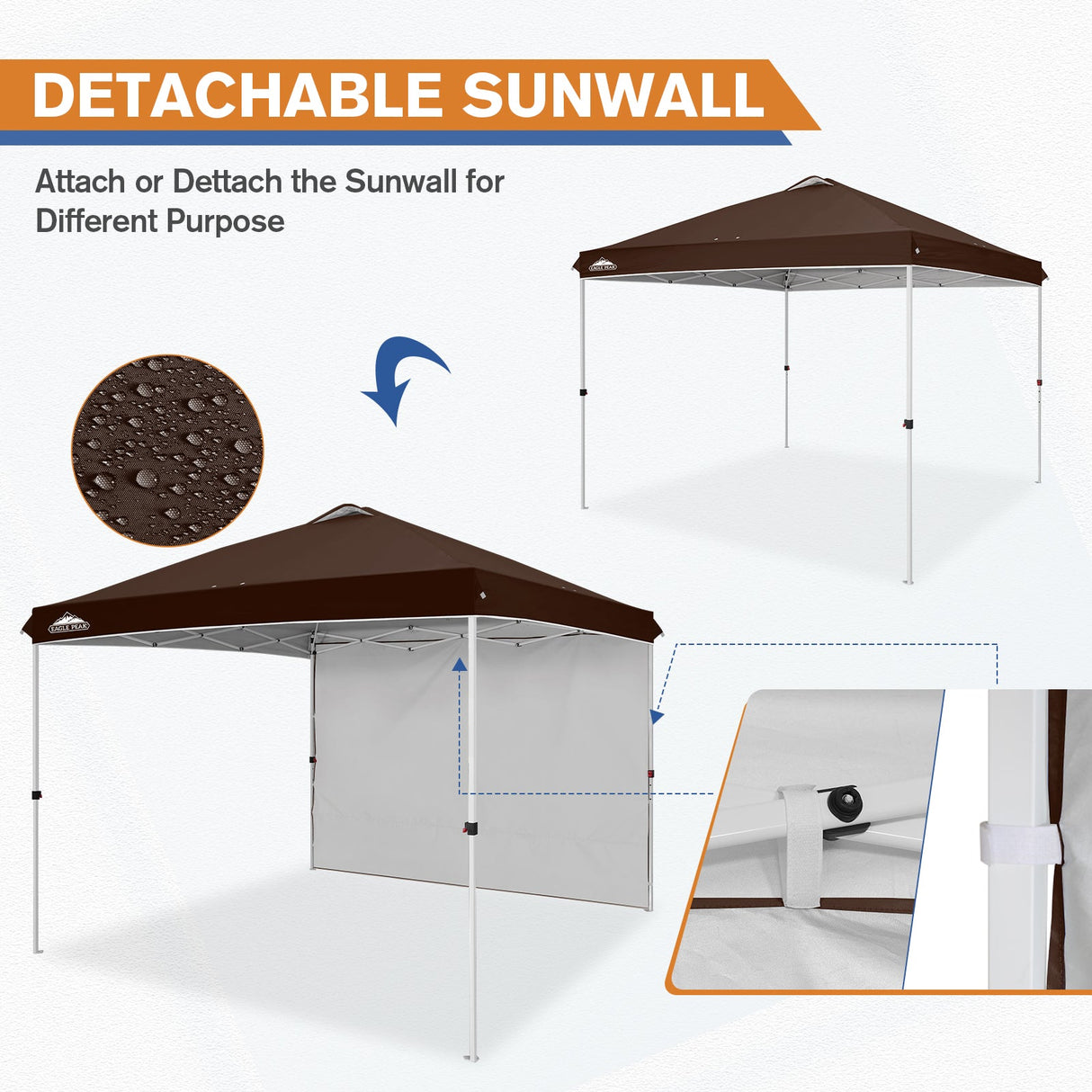 10x10 Commercial Pop up Canopy with 1 Sidewall - Eagle Peak Custom Canopy Tent