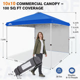 10x10 Commercial Pop up Canopy with 1 Sidewall - Eagle Peak®